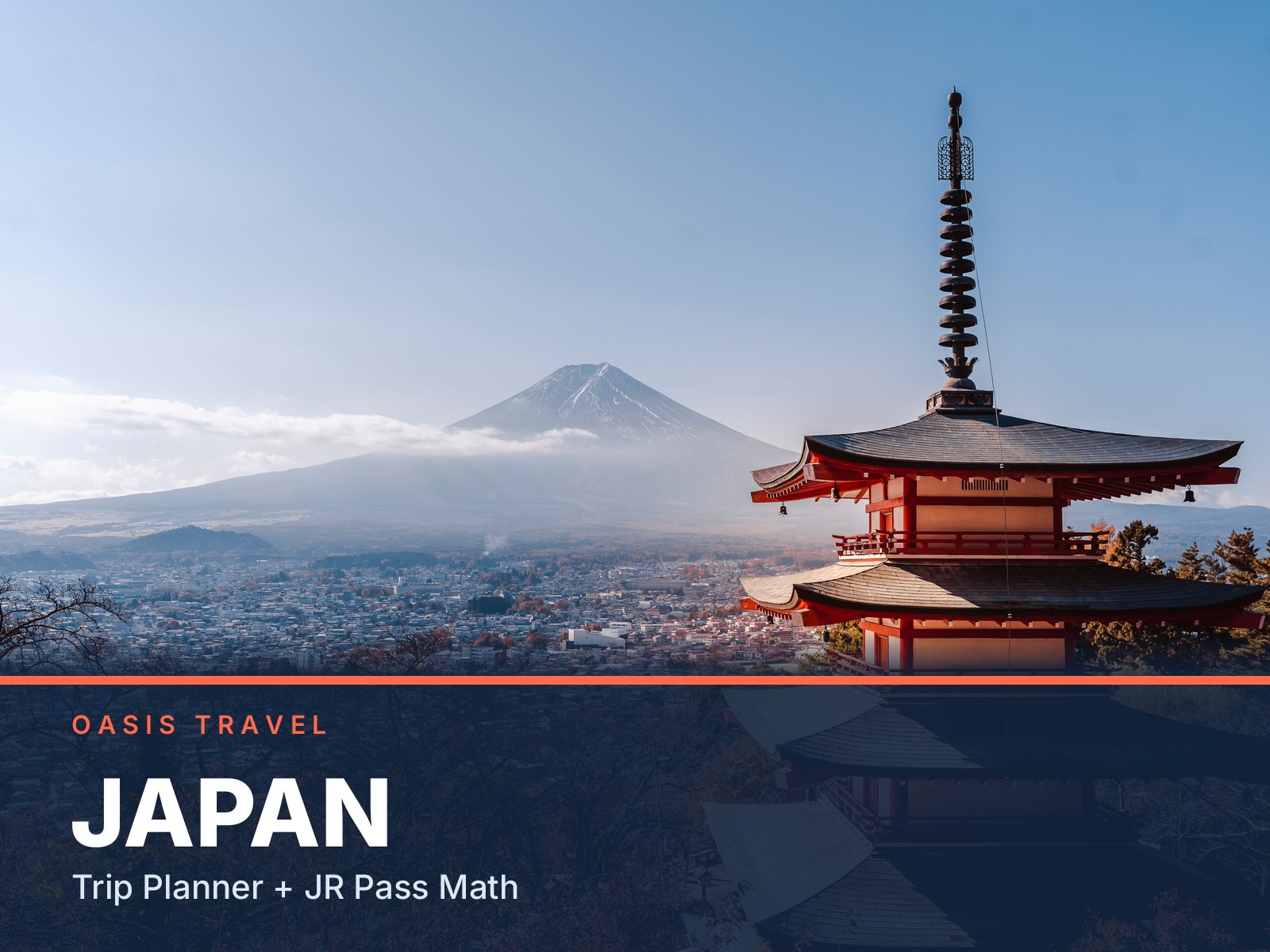 Chureito Pagoda with Mt Fuji behind it under a clear sky