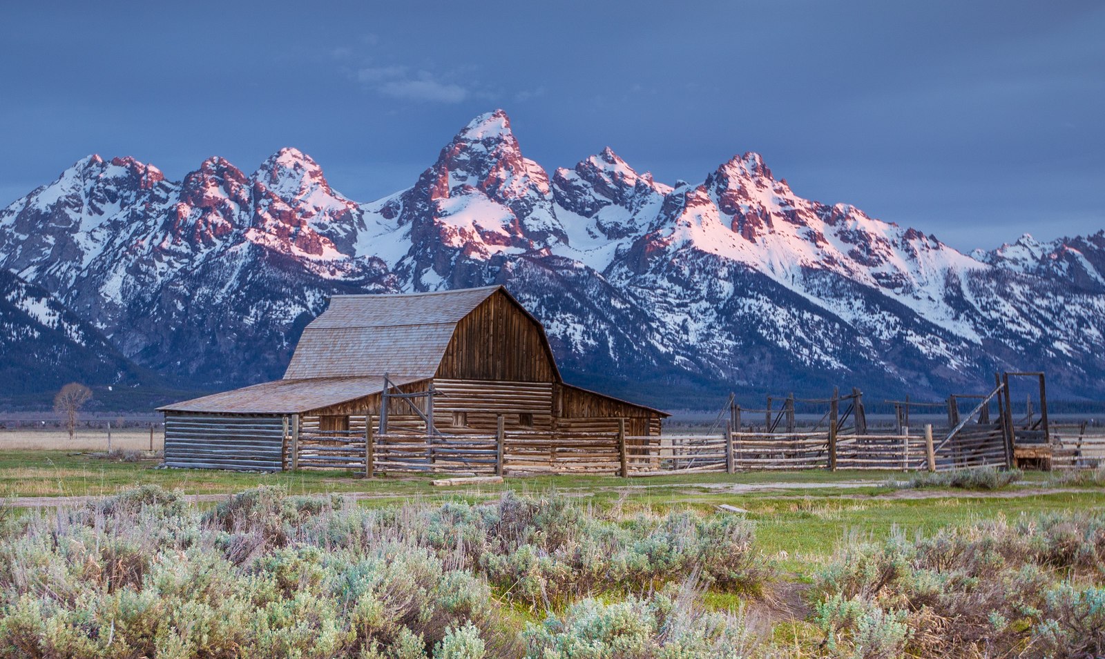 The Moulton barn on Mormon Row with the Teton range behind it